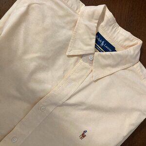 Ralph Lauren Mens XL Yellow Short Sleeve Button Down Classic Logo Cotton